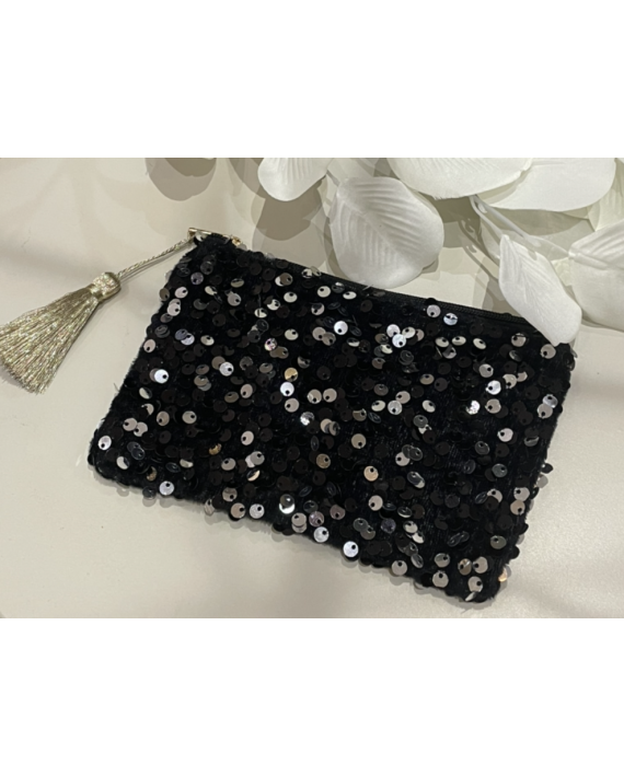 Pochette sequins noirs