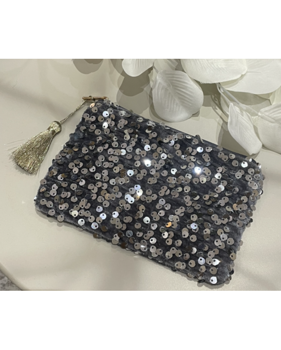 Pochette sequins gris