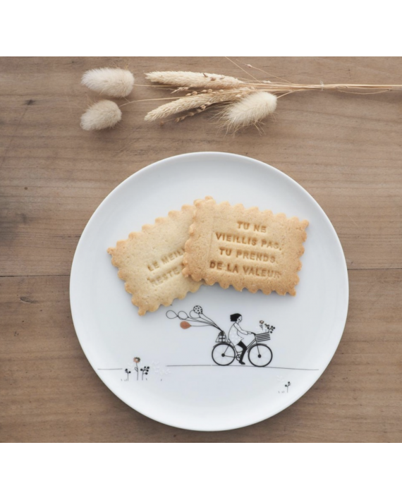 Assiette plate en porcelaine illustration vélo