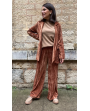 Pantalon large cognac