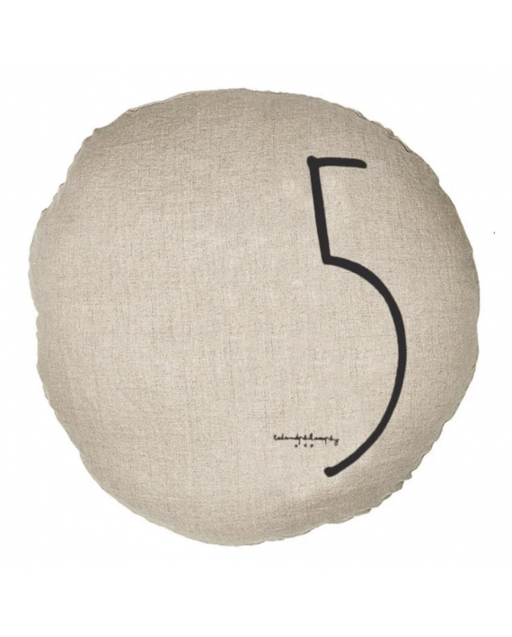 Coussin en lin rond sérigraphié 63 cm SHINING Naturel n°5