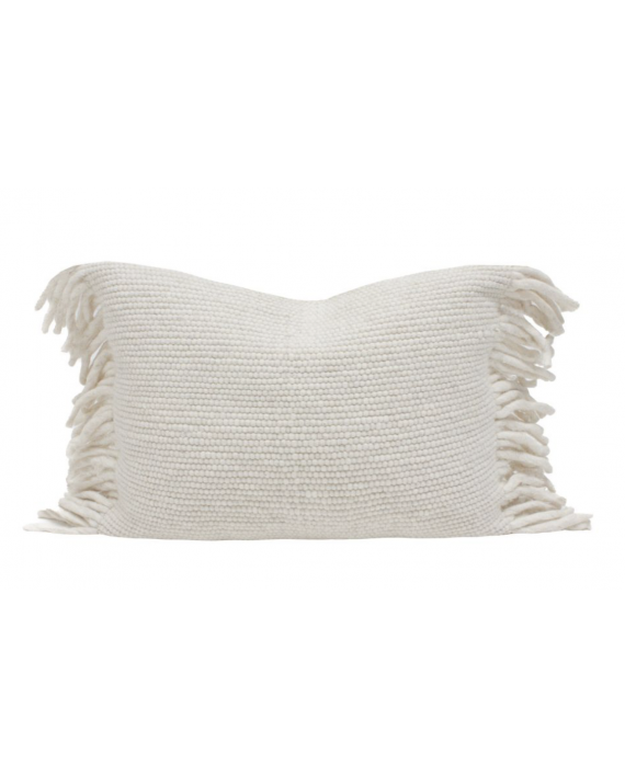 Coussin frangé en laine 40x60cm SHAKER Ecru