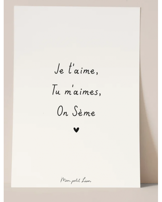 Carte citation "je t'aime on sème"